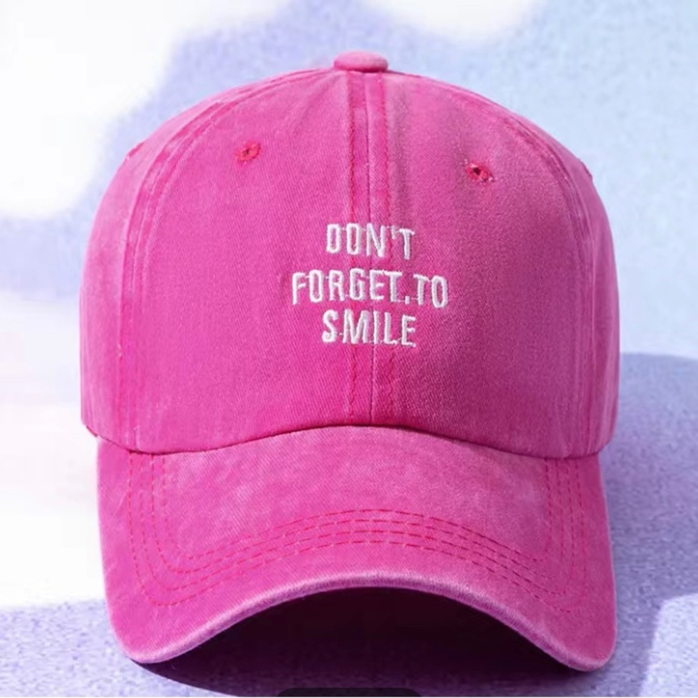PINK | WOMENS BALL CAP | “DON’T FORGET TO SMILE